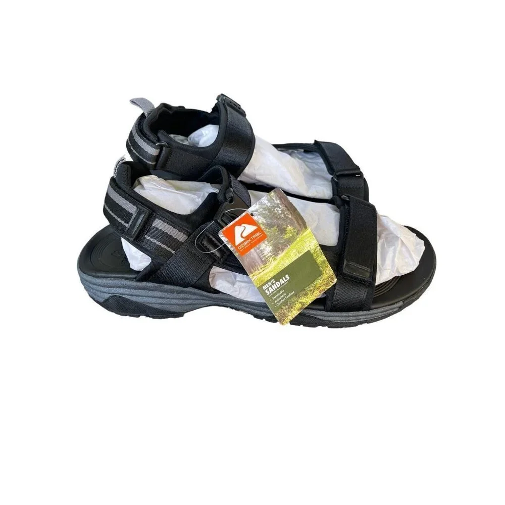 NEW Ozark Trail Men's SIZE 13 Outdoor Trek Ankle Strap Sandals Black